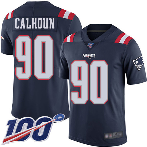 New England Patriots Football #90 100th Season Limited Navy Blue Men Shilique Calhoun NFL Jersey